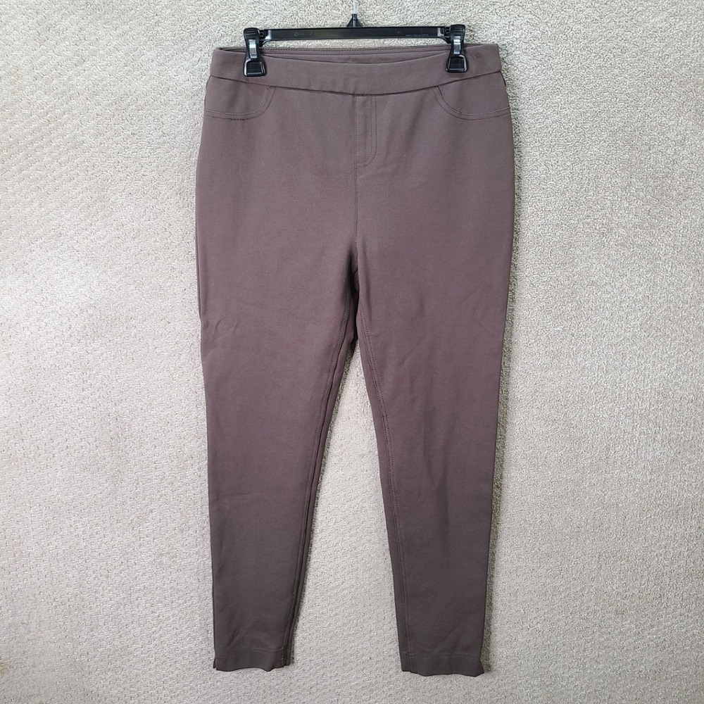 Soft Surroundings Pants Womens M Brown Pull On Slim Fit Ponte Knit Rayon Blend